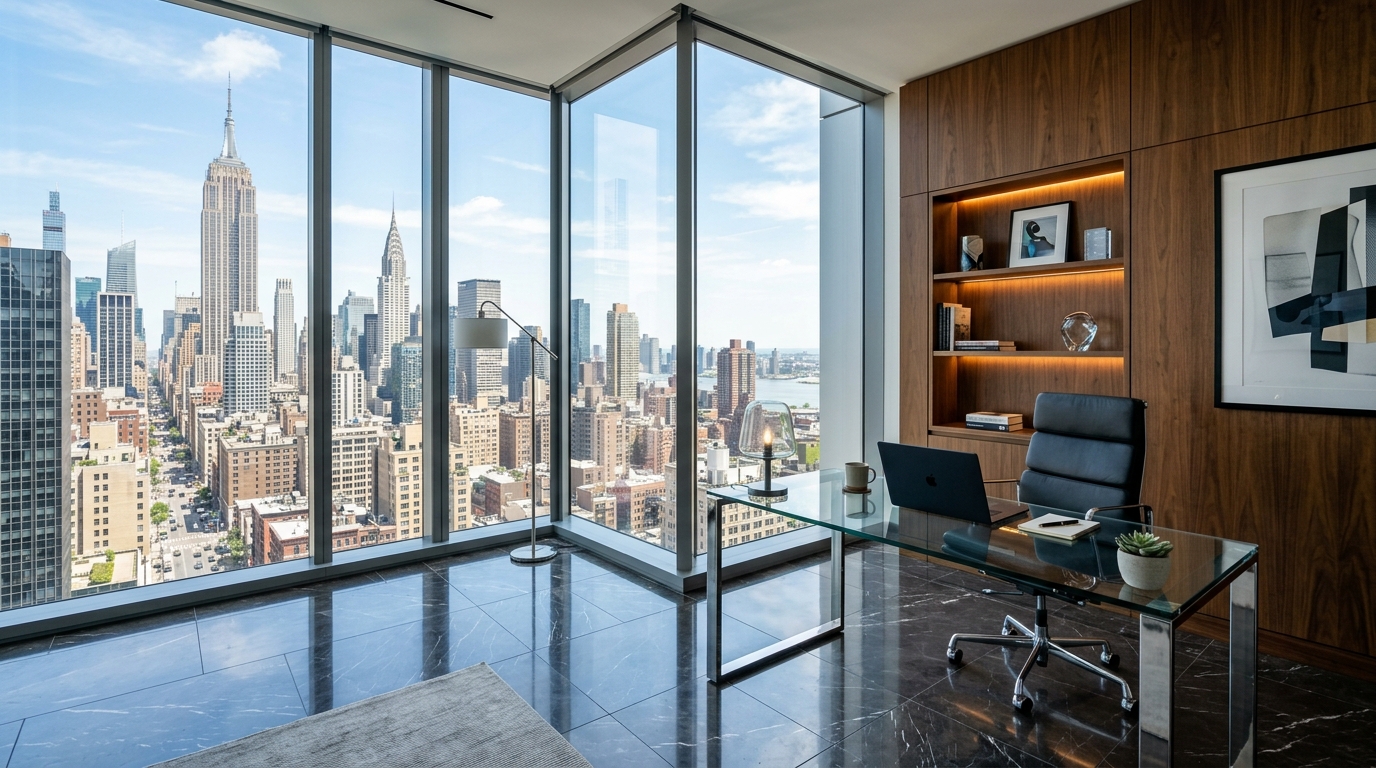 Manhattan Corner Sky Office Daytime